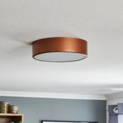 Loftlampe Cleo 300, kobber, sensor, IP20, Ø 30 cm, metal