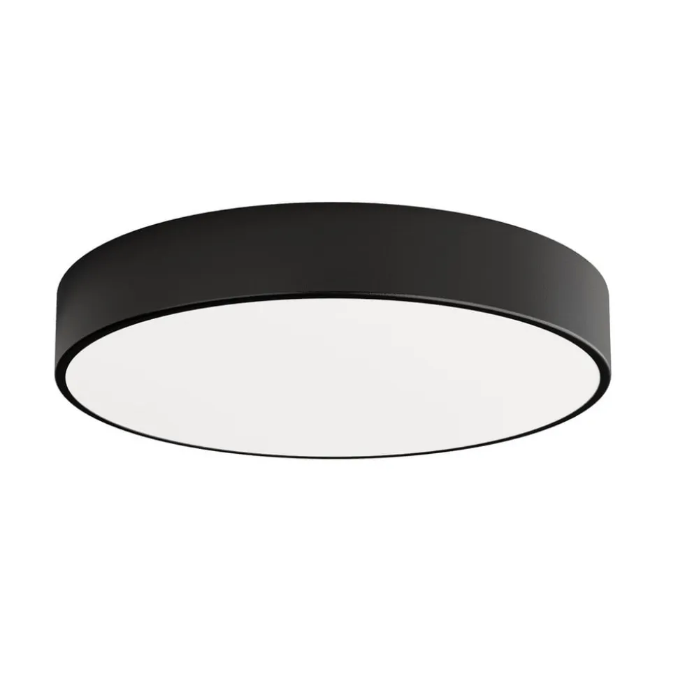Loftlampe Cleo 500, sort, sensor, IP54, Ø 50 cm, metal