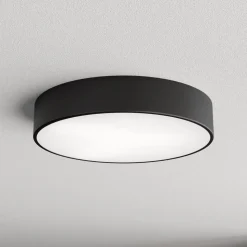 Loftlampe Cleo 400, sort, sensor, IP54, Ø 40 cm, metal
