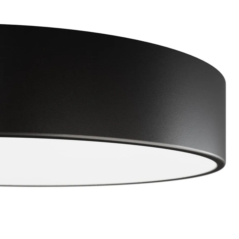 Loftlampe Cleo 400, sort, sensor, IP54, Ø 40 cm, metal