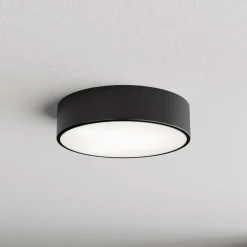 Loftlampe Cleo 300, sort, sensor, IP54, Ø 30 cm, metal