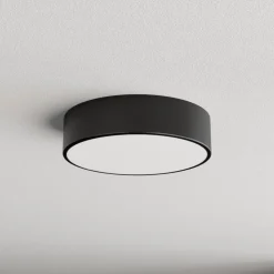 Loftlampe Cleo 300, sort, sensor, IP54, Ø 30 cm, metal
