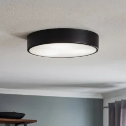 Loftlampe Cleo 400, sort, sensor, IP20, Ø 40 cm, metal