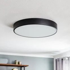 Loftlampe Cleo 600, sort, sensor, IP20, Ø 60 cm, metal