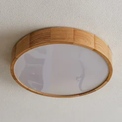 Loftlampe Cleo DR475, IP54, Ø 47,5 cm, egetræ, E27