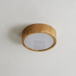 Loftlampe Cleo DR275, IP54, Ø 27,5 cm, egetræ, E27