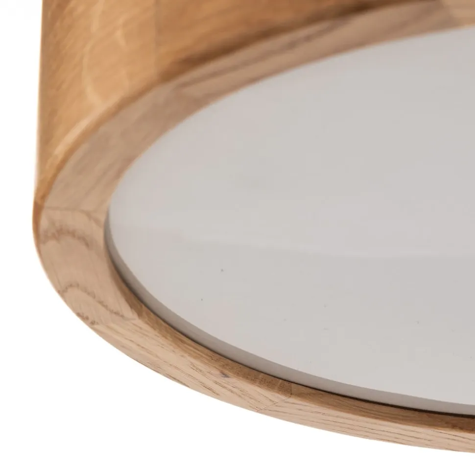 Loftlampe Cleo DR275, IP54, Ø 27,5 cm, egetræ, E27