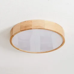 Loftlampe Cleo DR475, IP20, sensor, Ø 48 cm, egetræ