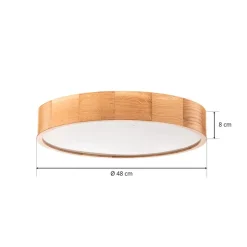 Loftlampe Cleo DR475, IP20, sensor, Ø 48 cm, egetræ