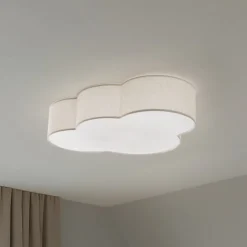 Loftlampe Cloud, beige, 63 cm lang, tekstil, sky, E27