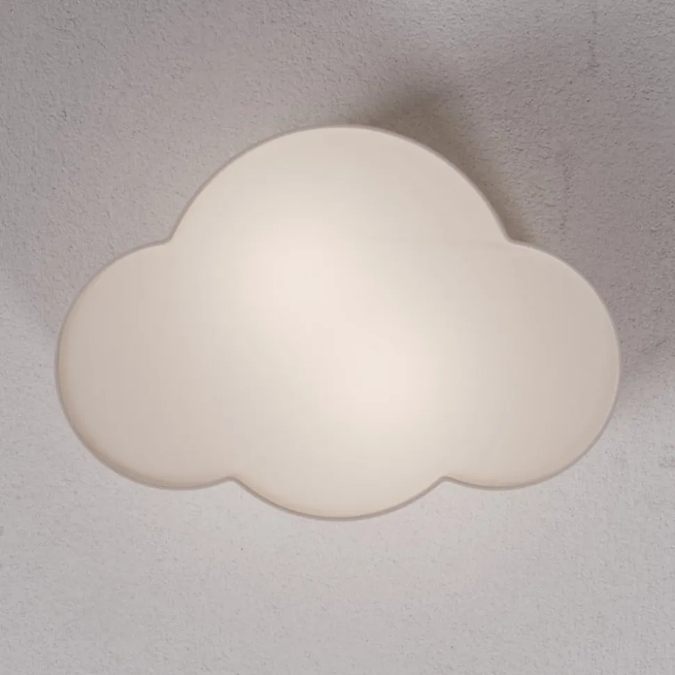 Loftlampe Cloud i tekstil, længde 41 cm, grå
