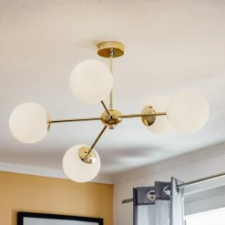 Loftlampe Dori, 5 lyskilder, guld