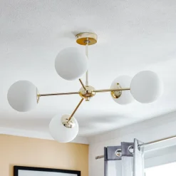 Loftlampe Dori, 5 lyskilder, guld