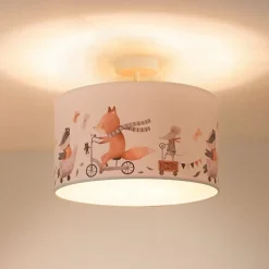 Loftlampe Ferdi Kids, tekstil, hvid, farvet