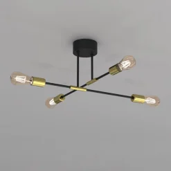 Loftlampe Ilia, sort/guld, 4 lyskilder