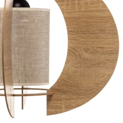 Loftlampe Modern C M med trælameller Ø 50 cm