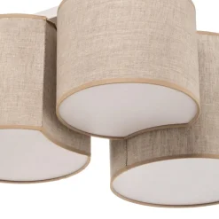 Loftlampe Mona Nature, 3 lyskilder, naturfarvet linned