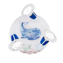 Loftlampe Paul Pottwal, hvid-blå, Ø 29 cm, 3 lyskilder