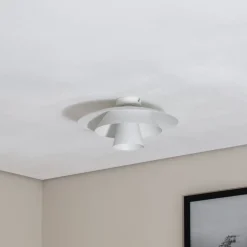 Loftlampe Plato, hvid, metal, Ø 38 cm, E27