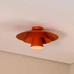 Loftlampe Plato, orange, metal, Ø 38 cm, E27