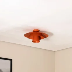 Loftlampe Plato, orange, metal, Ø 38 cm, E27