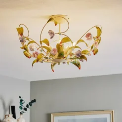 Loftlampe Rose som lysekrone, 5 lyskilder