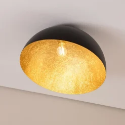 Loftlampe Sfera, Ø 50 cm, sort/guld