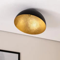 Loftlampe Sfera, Ø 50 cm, sort/guld