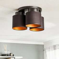 Loftlampe Soho cylindrisk 3 lyskilder sort/guld