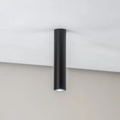 Loftlampe Tube i cylinderform, sort