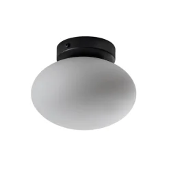Loftlampe Ufo, sort/hvid, Ø 18 cm, glas, G9