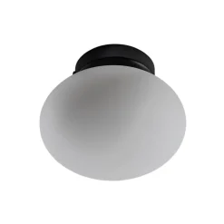 Loftlampe Ufo, sort/hvid, Ø 18 cm, glas, G9