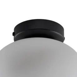 Loftlampe Ufo, sort/hvid, Ø 18 cm, glas, G9