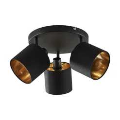 Loftlampe Vasilia i sort og guld, 3 lyskilder.