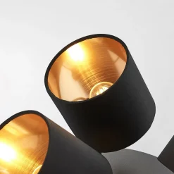 Loftlampe Vasilia i sort og guld, 3 lyskilder.