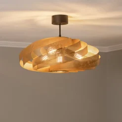 Loftlampe Vento, guldfarvet, Ø 60 cm