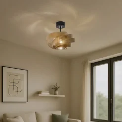 Loftlampe Vento, sort/guld, metal, Ø 40 cm, E27