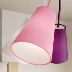 Loftlampe Wire Kids 5 lyskilder, hvid/pink/violet