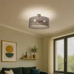 Loftlampe Zofia, kaffebrun, metal, Ø 50 cm, 3 lyskilder, E27