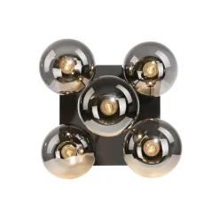 Loftslampe Big Widow, glaskugler, fem flammer