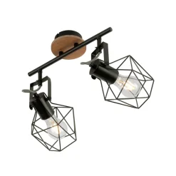 Loftslampe Jaro justerbar sort/træ 2-lys