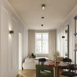 Loftslampe RIBLA, olivengrøn, Ø 10 cm, metal, GX53