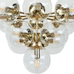 Loftslampe Zumba, glas/metal, guld/klar, 13-flammet