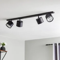 Loftspot Bot, sort, 4 lyskilder