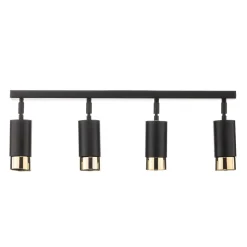 Loftspot Kumo sort/guld med 4 lyskilder