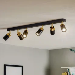 Loftspot Reno, 6 lyskilder, sort/guld