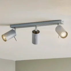 Loftspot Round, grå, 3 lyskilder lineær