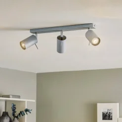 Loftspot Round, grå, 3 lyskilder lineær