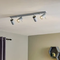Loftspot Round, grå, 4 lyskilder lineær