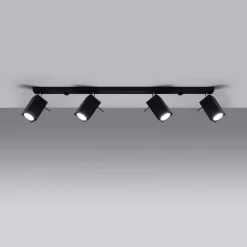 Loftspot Square, sort, 4 lyskilder lineært